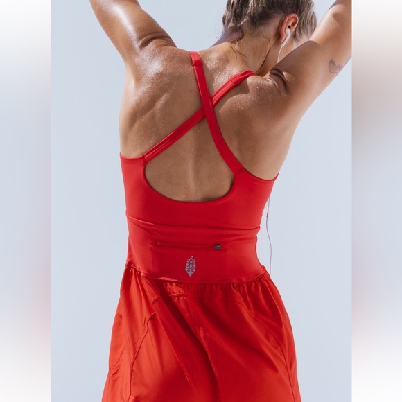 FREE PEOPLE MOVEMENT Righteous Onesie in Red Convertible Sz Small GUC - Picture 3 of 7